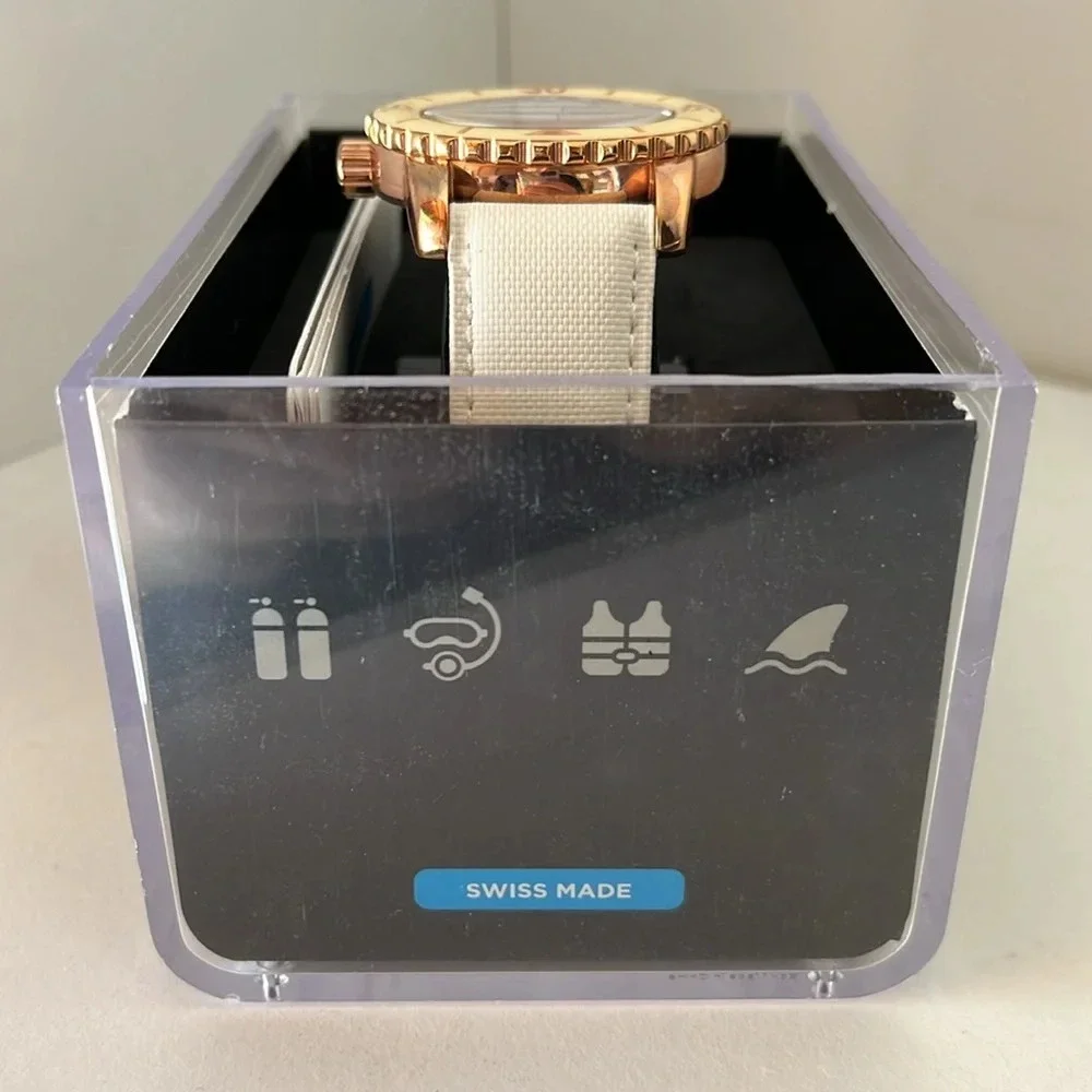 NWT Skywatch Dive Watch White and Rose Gold White Strap